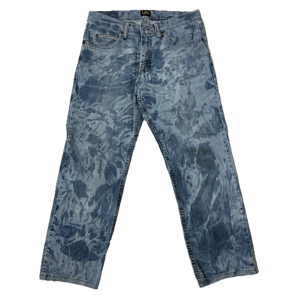 Lee Mens 32x30 Regular Fit Straight Leg Jeans LightAcid Wash Bleached Wash Y2K